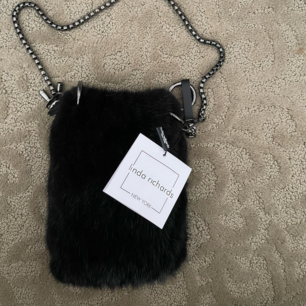 Black mink cross body bag - with tags